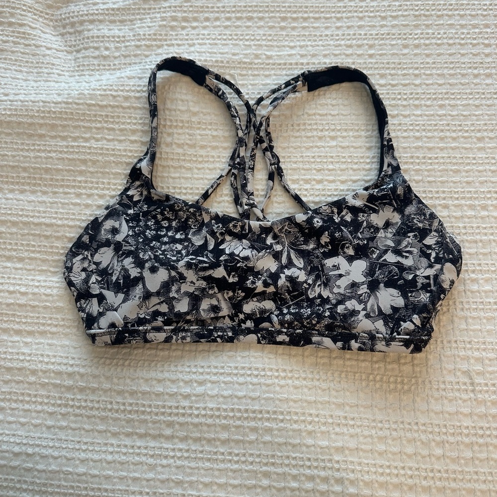 Floral Black and White Lululemon Women's Sports Bra
